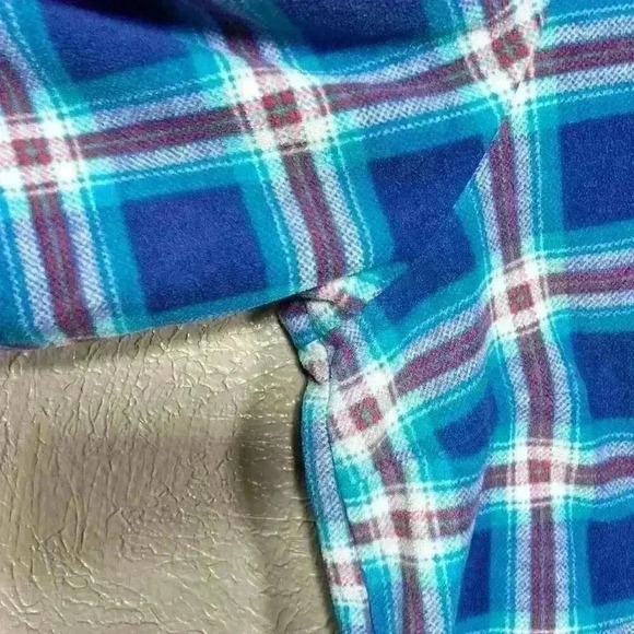 RIDERS BY LEE Super Soft Flannel Fleece Button Up Blue Plaid Top Women 1X - Picture 4 of 11